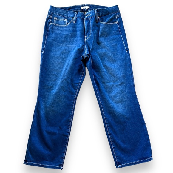 Good American Good Petite Straight Leg Jeans Denim Sz 14 /32 Blue383 - Picture 2 of 7